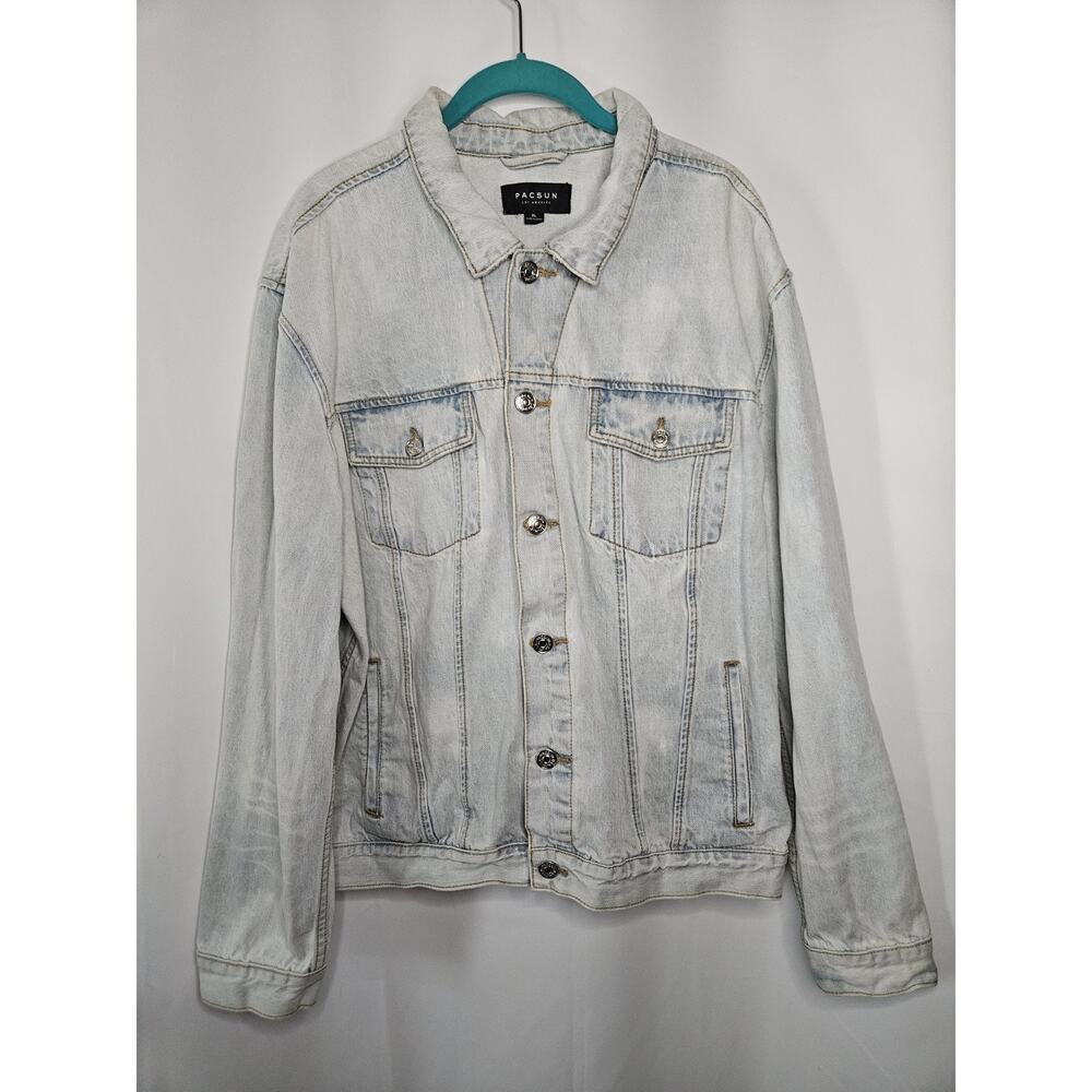 Pacsun Women's Denim Jean Jacket Light Wash Trucker Jacket Button Down Sz XL